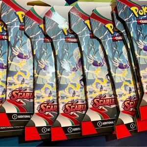 Sleeved Scarlet & Violet booster packs. Lot of 9